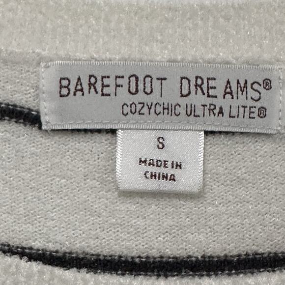 Barefoot Dreams Cozychic Ultra Lite Striped Sweater S Short Sleeve Tie Waist Top - Picture 5 of 10